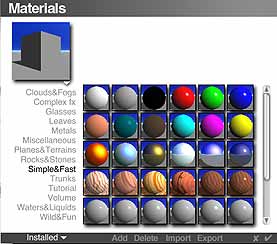 Materials Preset dialog