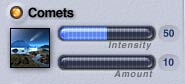 The Comets controls, from the Sun & Moon tab of the Sky Lab