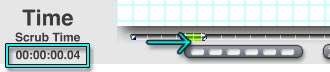 The Time Display, showing 00:00:00.04, as the scrubber is moved 4 frames to the right