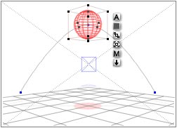 The Sphere is red, the trajectory is showing as a gray line with blue endpoints