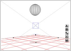 The ground plane is red; there is no visible trajectory