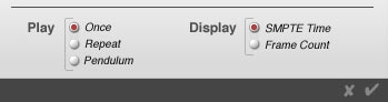 Play and Display radio buttons, at the bottom of the Animation Setup dialog