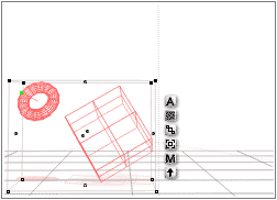 The torus is tilted farther to the left, and is also much smaller, since the cube was resized.