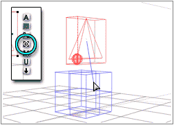 Setting Tracking, by dragging the Track button from the group's Icon Column to the cube, which is showing blue