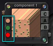 The 3 Color swatches, left bottom of the Component palette