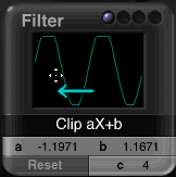 Drag to the left, and the graph looks much like the first one; clipped top and bottom, diagonal lines between