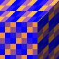 Blue where the alpha is white, Orange where it's black, and a blend of the two in the other places