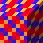 Orange where the alpha was black, red where it was white, and blue between, much like the first swatch