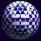 On a sphere, the same colors, but the white is more concentrated on the top and bottom