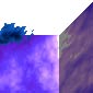 Random noise on a cube, white on top, with a bit of dark blue where the Alpha was black, pretty much normal colors on the front and side 