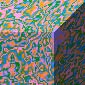 Orange, green, blue and pink very complex pattern