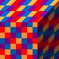 Squares, with orange where the alpha was black, red where it was white, and purple and dark teal in between. The different squares are much easier to see, esp. on the top