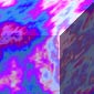 The general pattern of the Banded or Perturbed texture, but in shades of magenta, purple, turquoise, powder blue, and pink