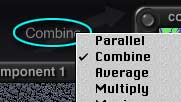 DTE, Component Blend menu, showing Combine