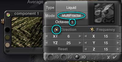 DTE Phase Editor; MultiFractal 1 Octave, Direction tool all circled