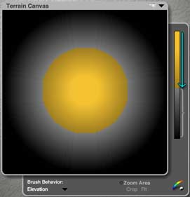 Moving the Clipping plane down; yellow circle on the terrain