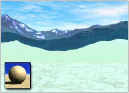 Render; yellow sand looks light green underwater (yellow + blue = green)