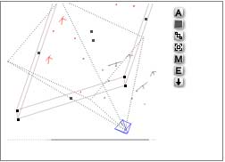 Wireframe, terrain of small points, with the camera pointing up into it