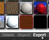 Presets Thumbnails, brown material selected, Exporting