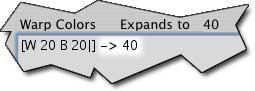 Move to the part of the expression after the ], and type -> 40 to tell Painter to Expand to 40.