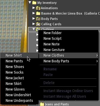Right click, New Clothes > New Shirt
